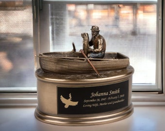 Perfect Memorials Custom Engraved Small Fisherman Cremation Urn