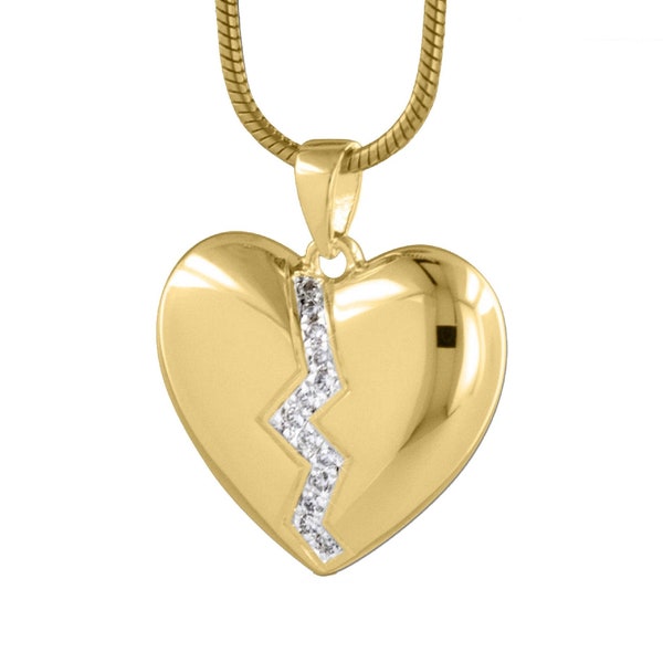 Perfect Memorials Broken Heart 14K Gold Vermeil Cremation Jewelry