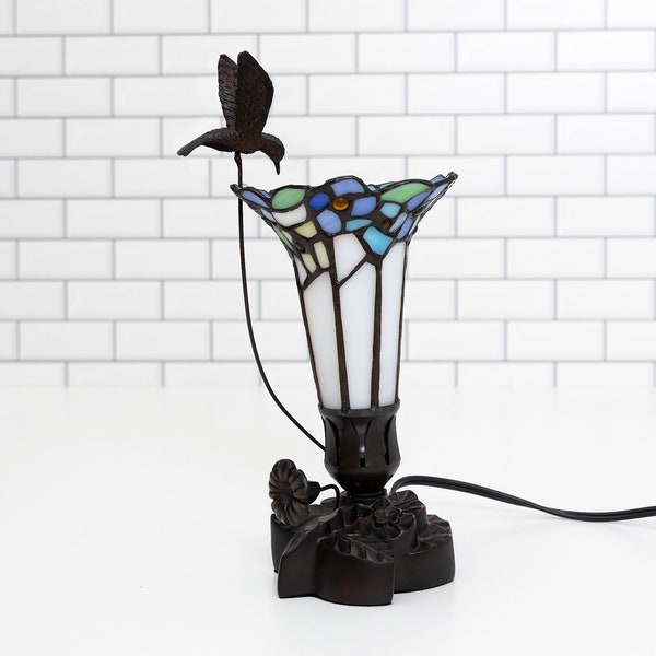Hummingbird Stained Glass Cremation Urn Lamp - Holds Ashes - Modern Memorial from Perfect Memorials - Urn for Ashes