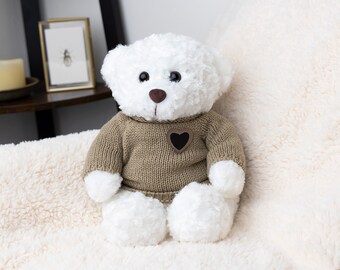 Perfect Memorials Personalized, Teddy Bear Cremation Urn, Large White Huggable Memorial, Unique Keepsake Urn for Ashes, Gift for Grieving