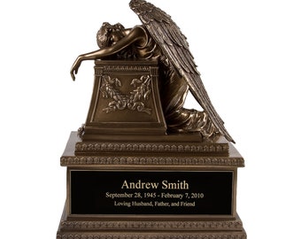 Perfect Memorials Custom Engraved Bronze Finish Weeping Angel Cremation Urn