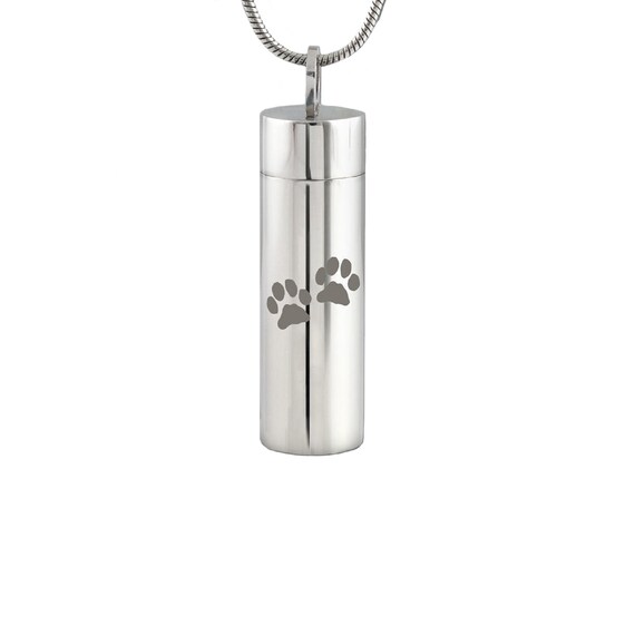 Perfect Memorials Paw Print Cylinder Stainless Steel Cremation