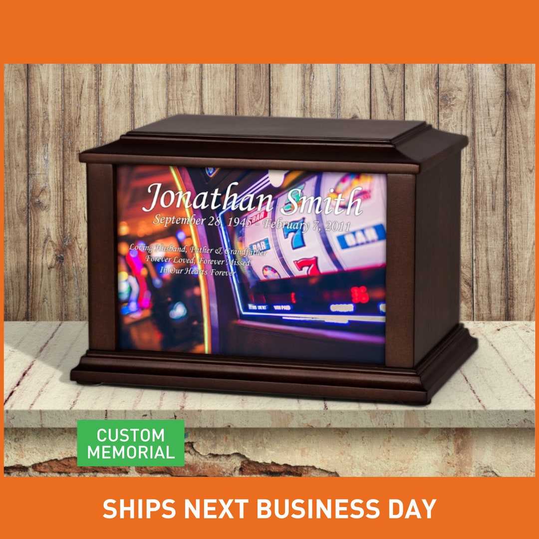 Slots Wooden Urn, Gambling Urn, Personalized Casino Urn for Adults