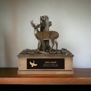 PERSONALIZED MEMORIAL - Perfect Memorials Custom Engraved Large Deer Cremation Urn - Laser Engraving