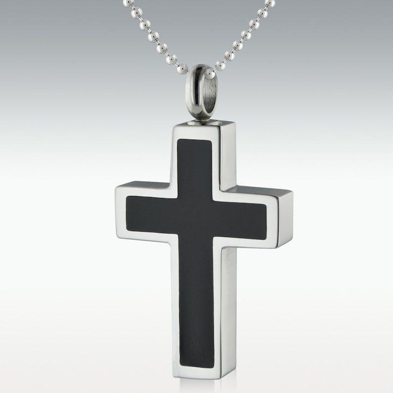 Ebony Cross Stainless Steel Cremation Jewelry Perfect Memorials