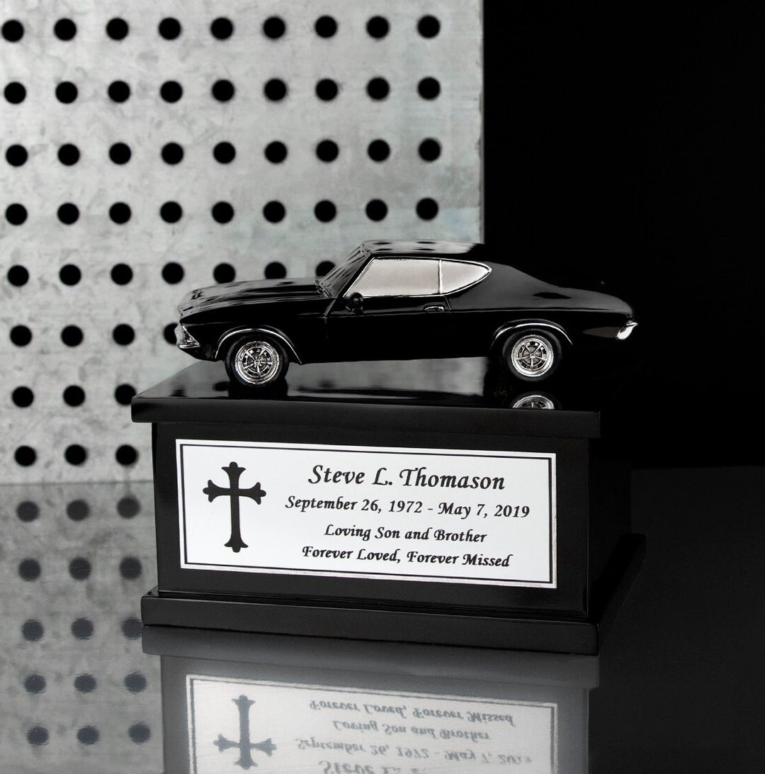 Perfect Memorials Custom Urn, Personalized Plaque Small Muscle Car Cremation Urn, Car Lover