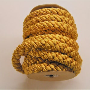 Vibrant 1&quot; thick Old Gold (Antique Gold) rayon twist cord (listing is 10 yards)