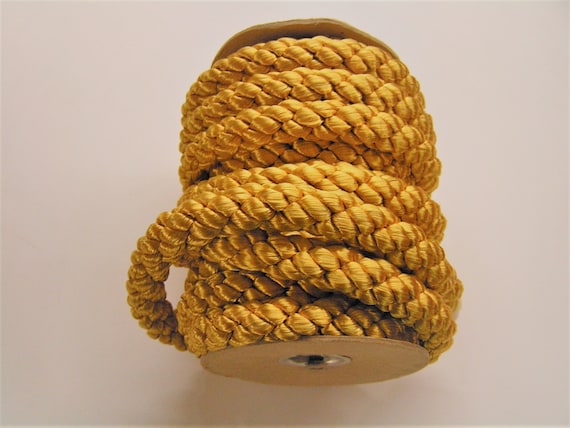 Vibrant 1" thick Old Gold (Antique Gold) rayon twist cord (listing is 10 yards)
