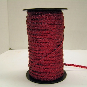 American Made Metallic Red Cello Braid 5 mm (1/4&quot;) thick, 3 x 3 ply, Listing is for 10 yards