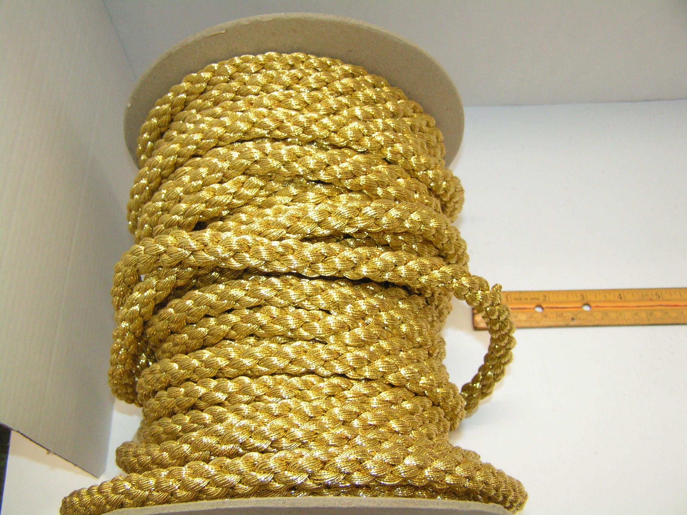 1 2" Hand twisted metallic cello cord, Gold, 10 yards