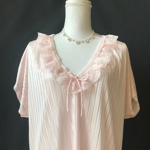 Pink Striped Semi Sheer Short Nightgown by Scentimental Nights