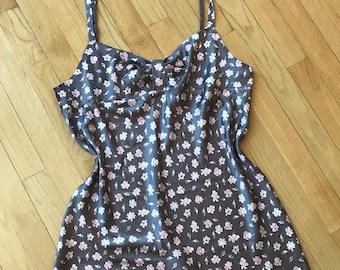 Victoria Secret Nightgown: Gray Pink Floral, Size L