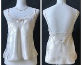 Vintage Christian Dior Pale Pink Rose Jacquard Slip Tank Size L
