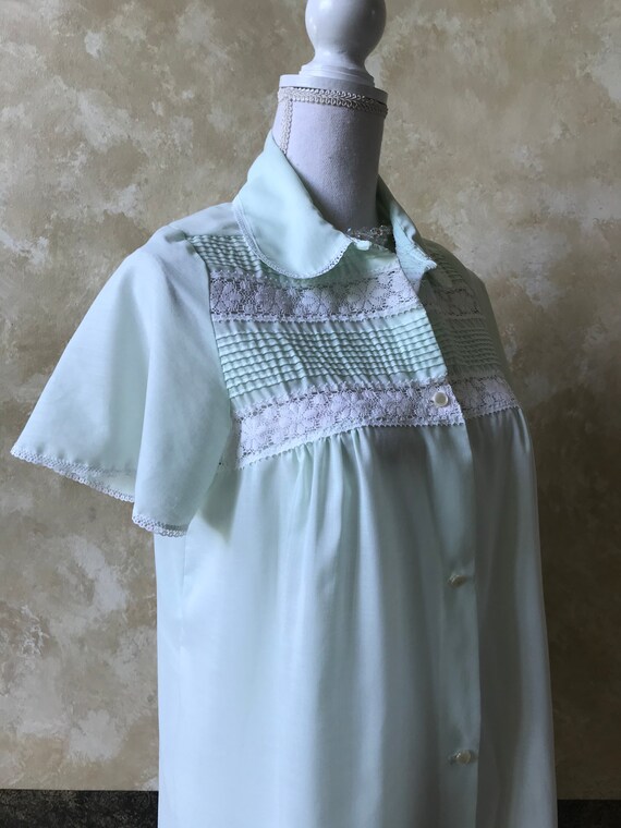 Vintage Mint Green Lace Duster Housecoat - Dream … - image 6