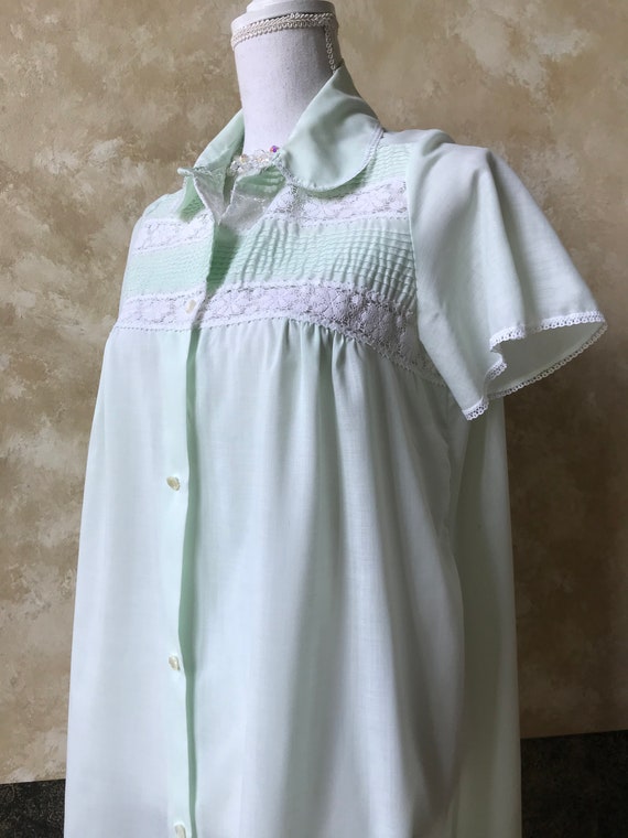Vintage Mint Green Lace Duster Housecoat - Dream … - image 7