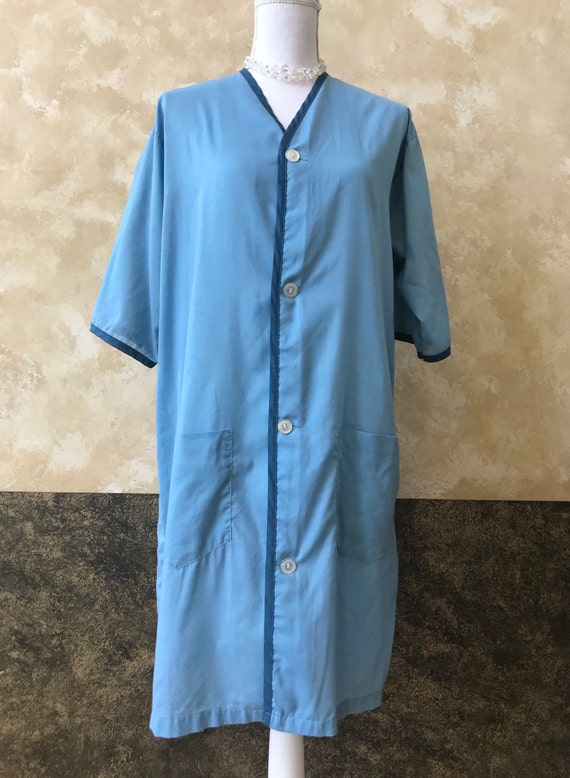 Vintage 1950s / 1960s Blue Night Shirt / Duster - image 6