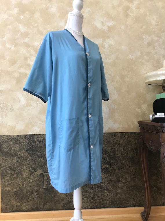 Vintage 1950s / 1960s Blue Night Shirt / Duster - image 2