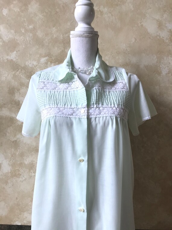 Vintage Mint Green Lace Duster Housecoat - Dream … - image 2