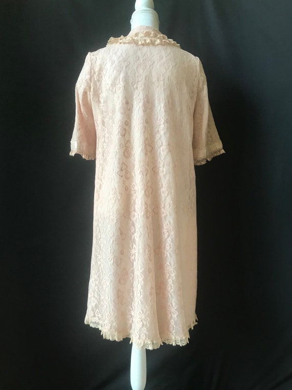 Vintage 1950's Dusty Pink / Mauve Lace Robe by Od… - image 8