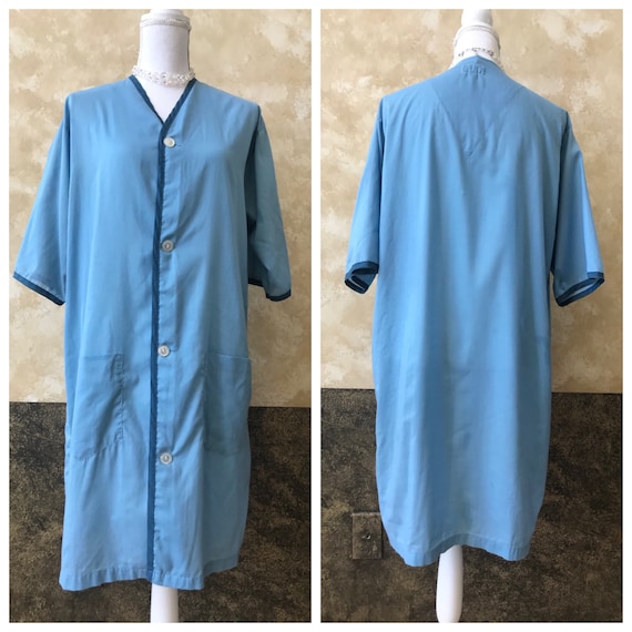 Vintage 1950s / 1960s Blue Night Shirt / Duster - image 1