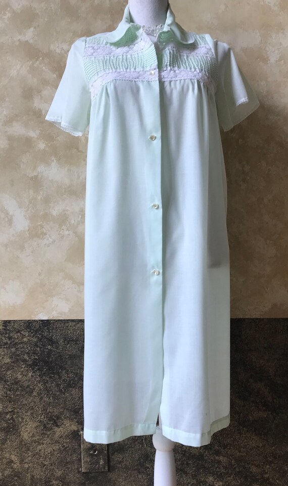 Vintage Mint Green Lace Duster Housecoat - Dream … - image 9
