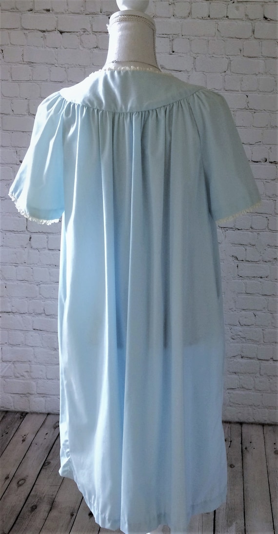 Vintage Long Light Blue Button Up Nightgown - image 7