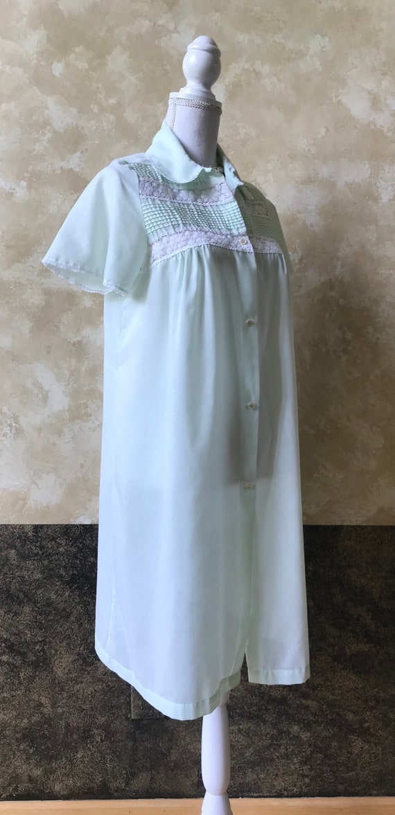 Vintage Mint Green Lace Duster Housecoat - Dream … - image 5