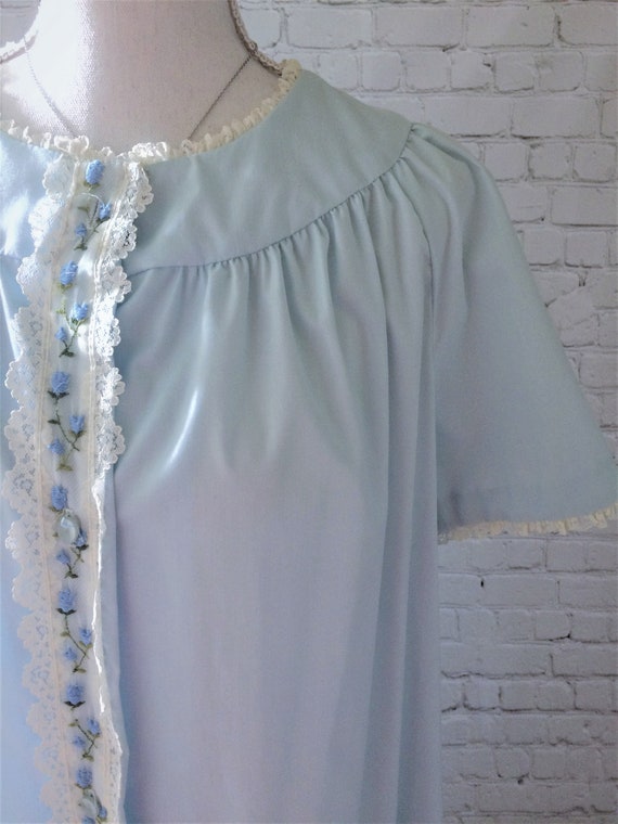 Vintage Long Light Blue Button Up Nightgown - image 2