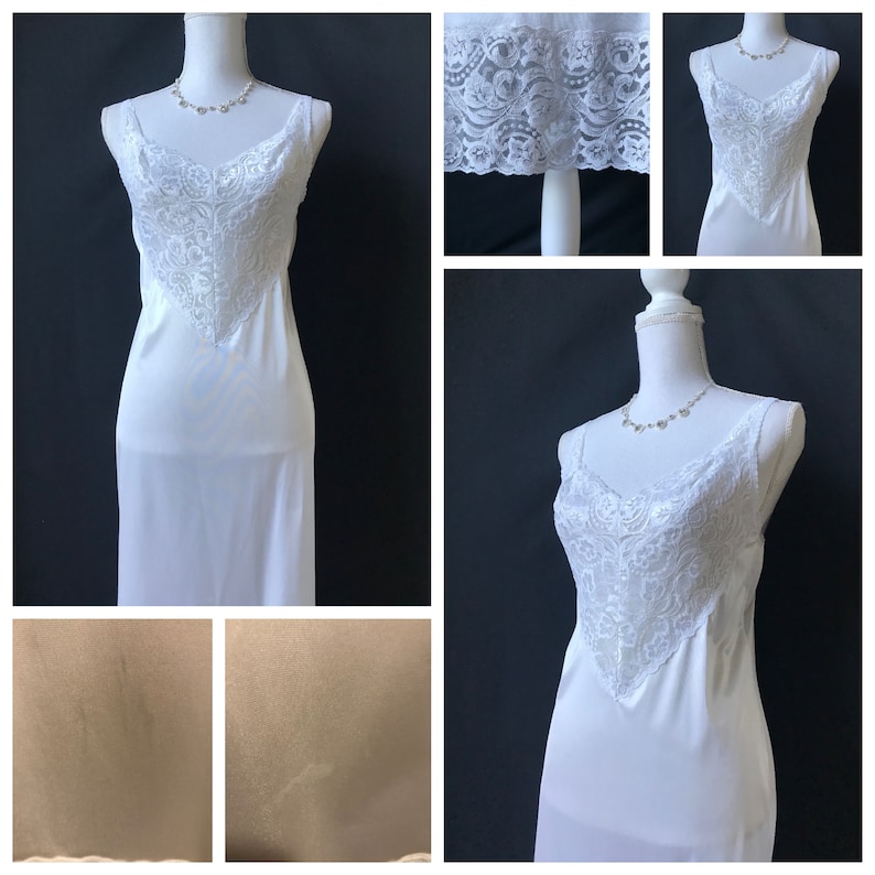 Vintage 1950s 1960s Swan Lake White with Lace Slip Short Nightgown by Vanity Fair Size 36