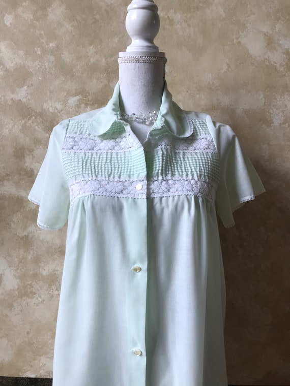 Vintage Light Minty Green with Delicate Lace Accen