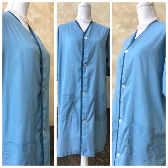 Vintage 1950s / 1960s Blue Night Shirt / Duster - image 3