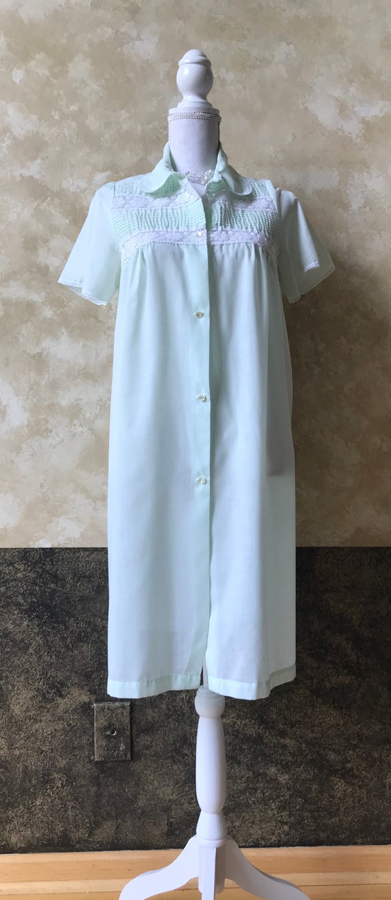 Vintage Mint Green Lace Duster Housecoat - Dream … - image 3