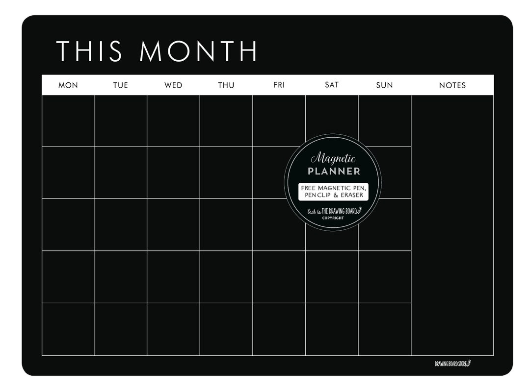 MONTHLY PLANNER Black Fridge Calendar Includes Free Etsy