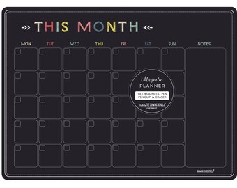 MONTHLY PLANNER Chalkboard Magnetic Fridge  Calendar Includes FREE Pen & Eraser