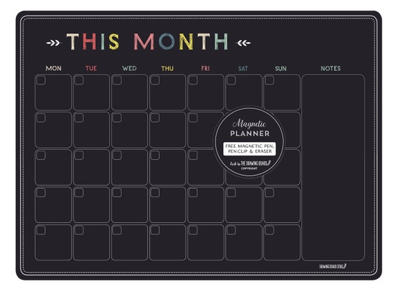MONTHLY PLANNER Chalkboard Magnetic Fridge Calendar Includes FREE Pen &  Eraser - Etsy