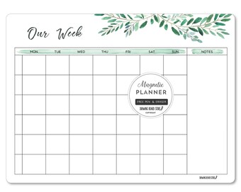 FAMILY WEEK PLANNER Watercolour Leaves