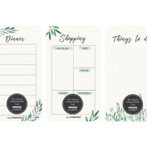 DINNER | SHOPPING | TODO Bundle  Watercolour Leaves  Magnetic Mini Fridge Planners   Includes Free Pen & Eraser