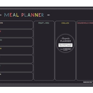 MEAL PLANNER  Chalkboard Magnetic Fridge  - Includes Free Pen & Eraser