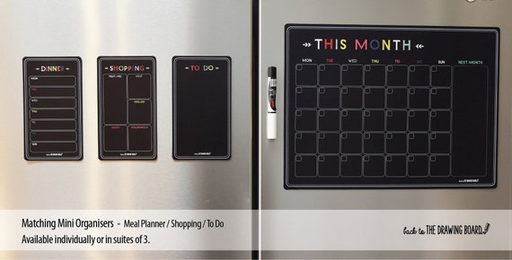 PLANIFICATEUR MENSUEL Calendrier de réfrigérateur magnétique pour tableau  noir Comprend un stylo et une gomme GRATUITS -  France