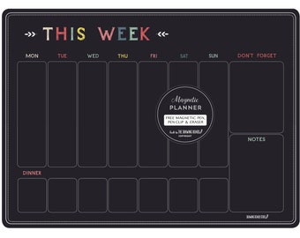 WEEKLY PLANNER Chalkboard  Magnetic Fridge  Calendar  Includes FREE Pen & Eraser