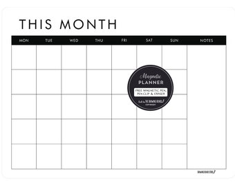 MONTHLY PLANNER White Magnetic Fridge  Calendar    Includes Free Pen & Eraser