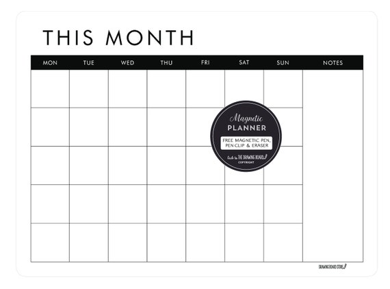 MONTHLY PLANNER White Magnetic Fridge Calendar Includes Free Pen & Eraser - Etsy