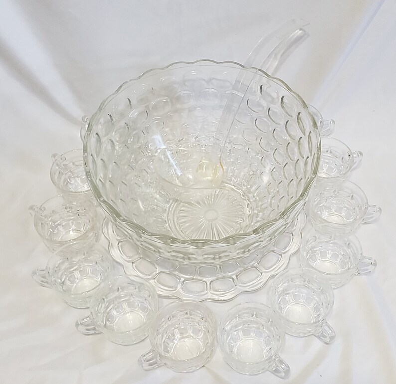Federal Glass Company Yorktown Punch Bowl Set Etsy