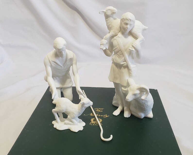 Shepherds-Set Of 3 Boxed Lenox Nativity White Bisque | Etsy