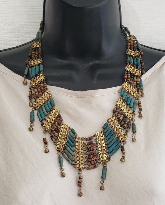Gorgeous Vintage Seeds and Metal Statement Necklac