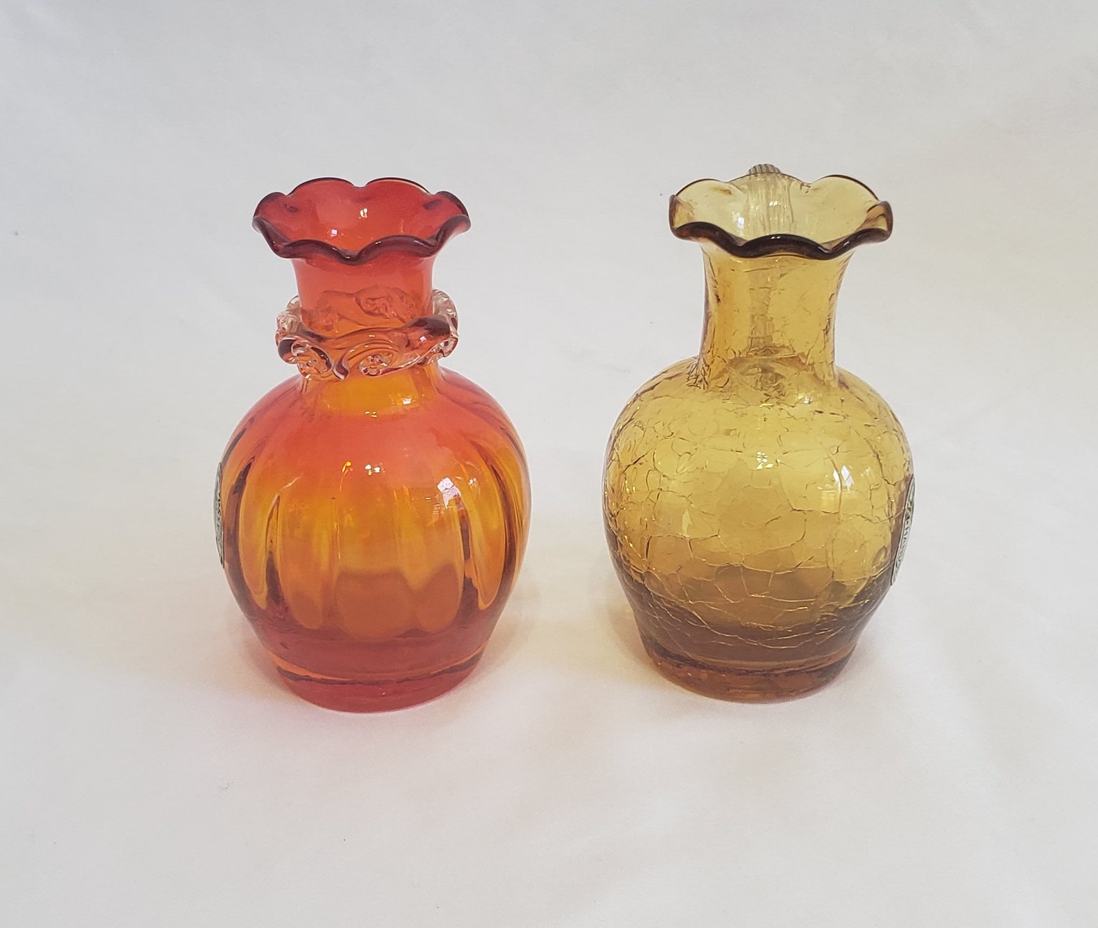 Set of 2 Vintage Pilgrim Glass Hand Blown Small Vases Etsy