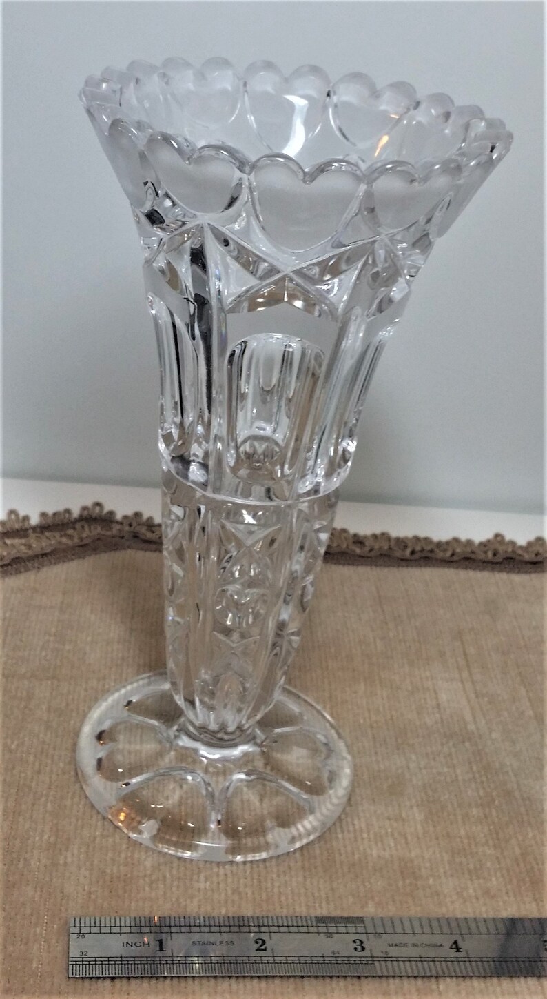 Vintage Lead Crystal Echt Bleikristall Heart 8 Bud Vase Etsy
