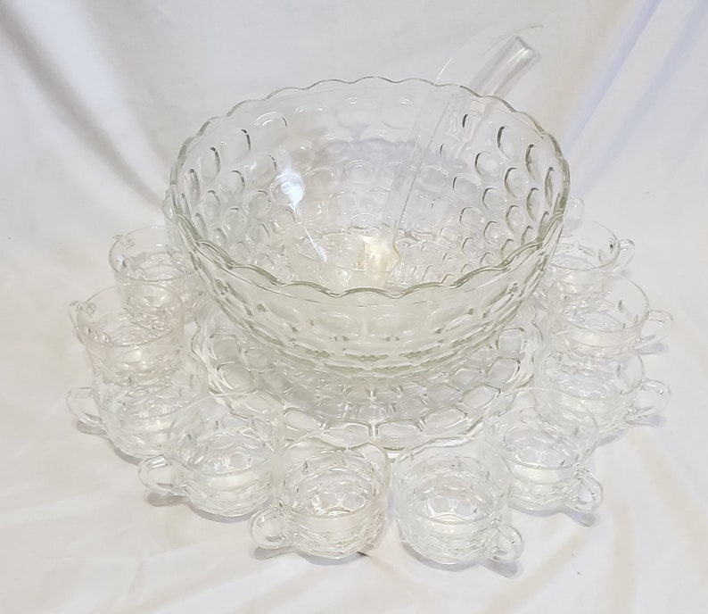 Federal Glass Company Yorktown Punch Bowl Set Etsy