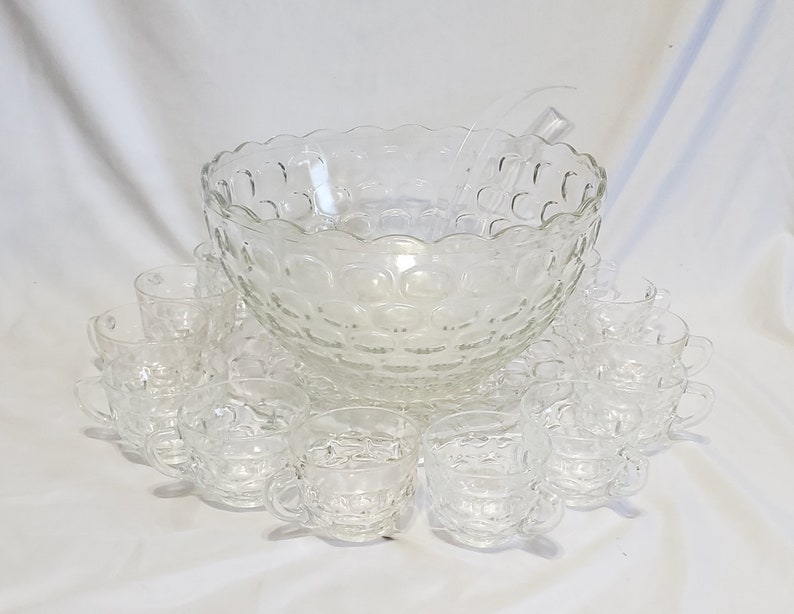 Federal Glass Company Yorktown Punch Bowl Set Etsy