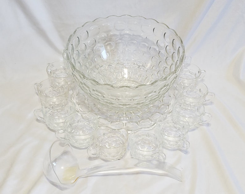 Federal Glass Company Yorktown Punch Bowl Set Etsy
